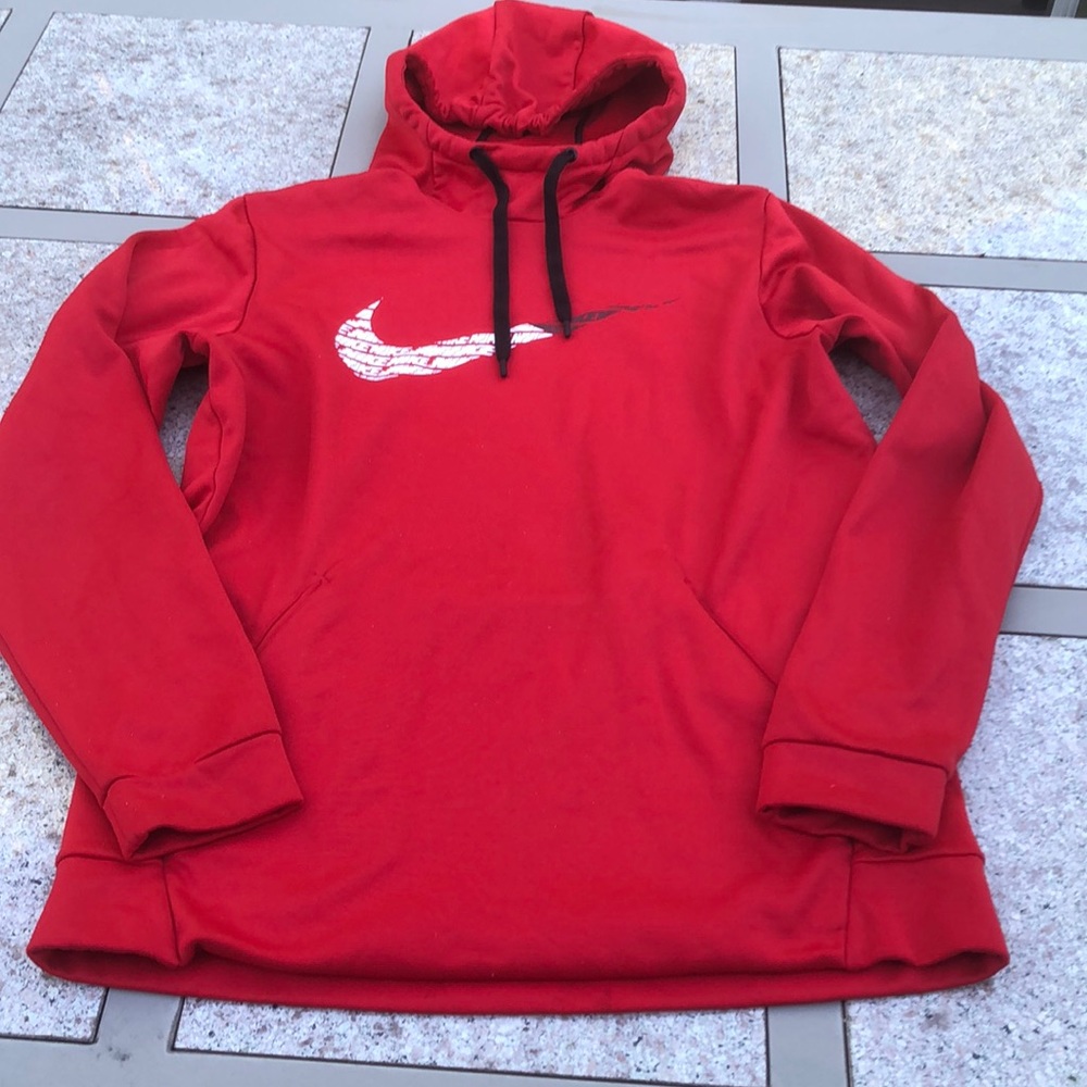 Nike Dri-Fit red hoodie.